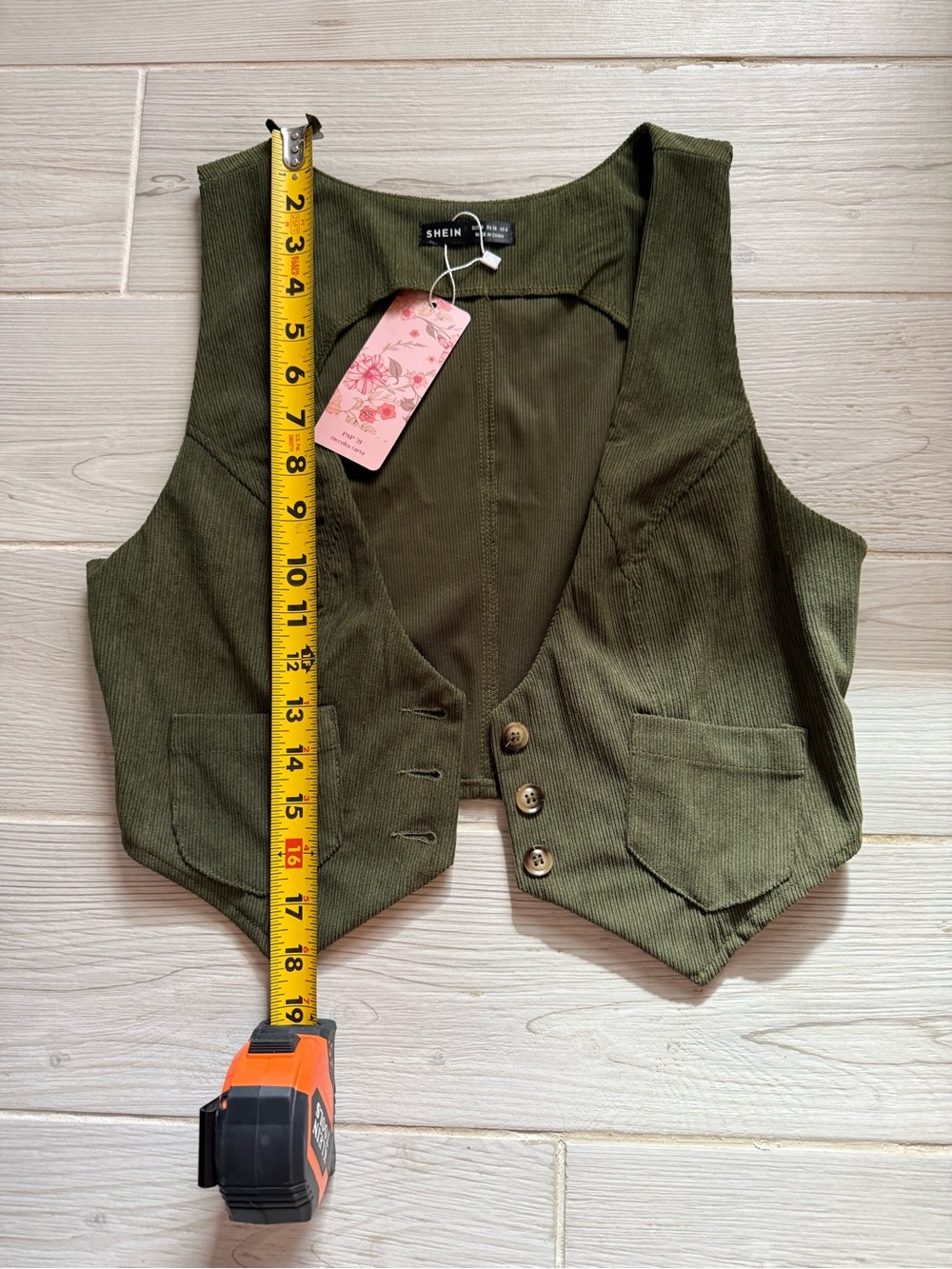 BWT Cropped Green Corduroy Vest - Picture 3 of 4